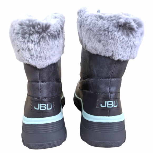 Jambu Women's Mayland Waterproof Grey Faux Fur Lace-Up Winter Duck Boots - Picture 3 of 12